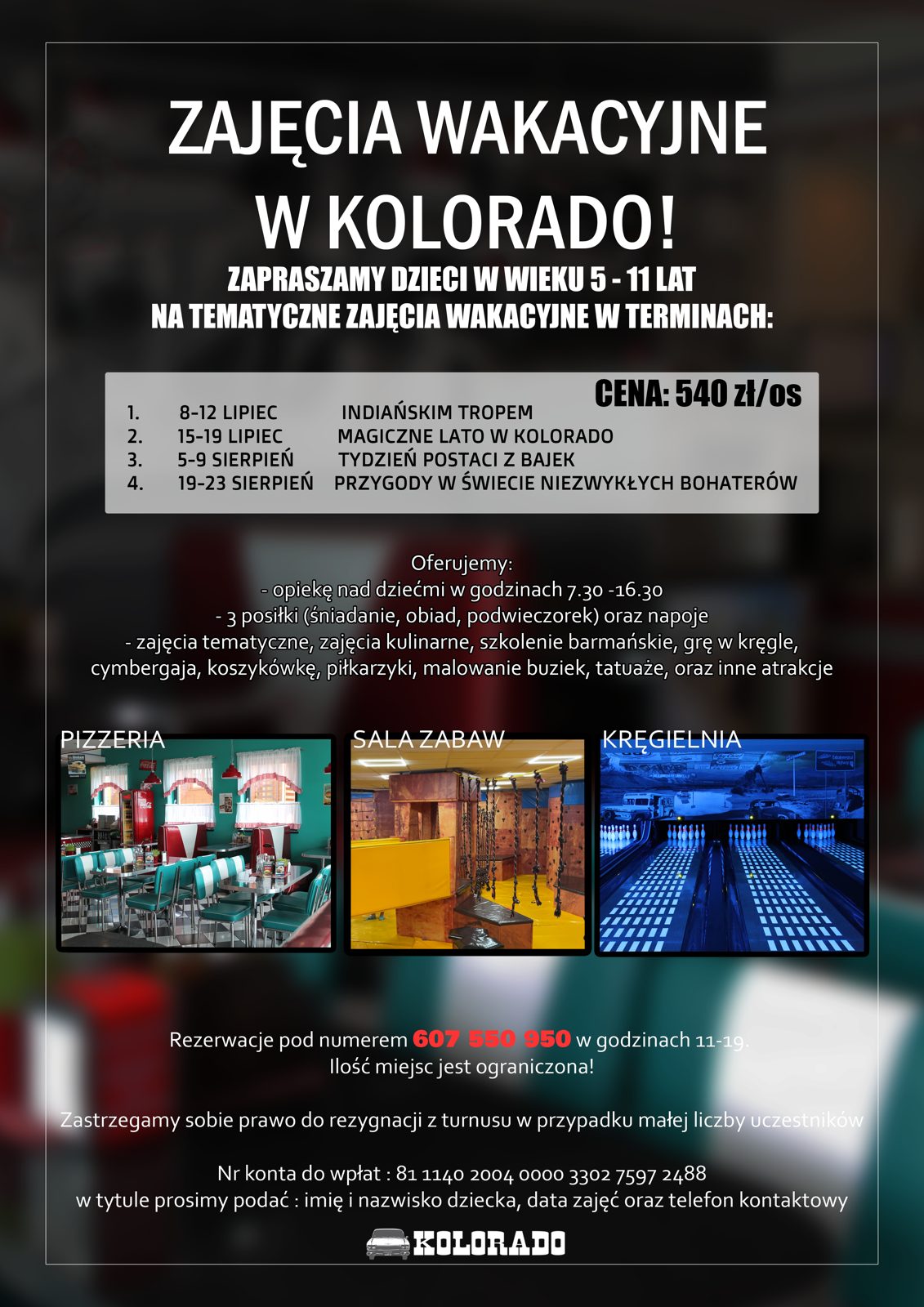 Plakat Zajęcia wakacyjne 2024 w Centrum Kolorado